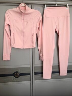 lululemon athletica Light Pink Zip Jacket and Leggings Set